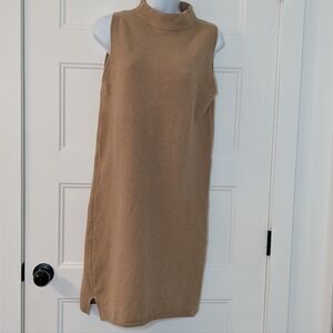 Massimo Dutti Camel Sleeveless Knit Sweater Dress Italian Yarn XS